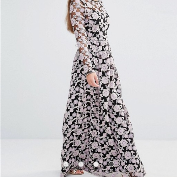 ASOS True Decadence Embroidered Lace Maxi Dress 8P - Picture 4 of 8